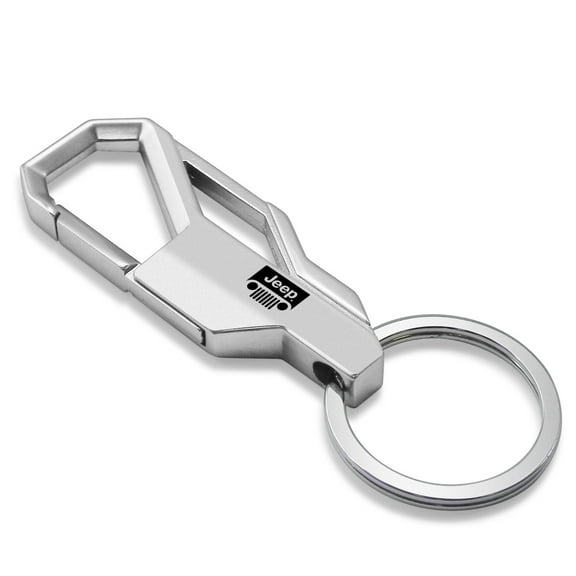 Jeep Grill Logo Silver Carabiner-style Snap Hook Metal Key Chain