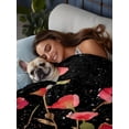 thumbnail image 4 of Twin Flat Sheet Only Watercolors Red Flowers Leaves on Black Soft Microfiber Cooling Bedding Sheets Retro Floral Flat Bed Sheet for Hotel,Home Decor, 4 of 9