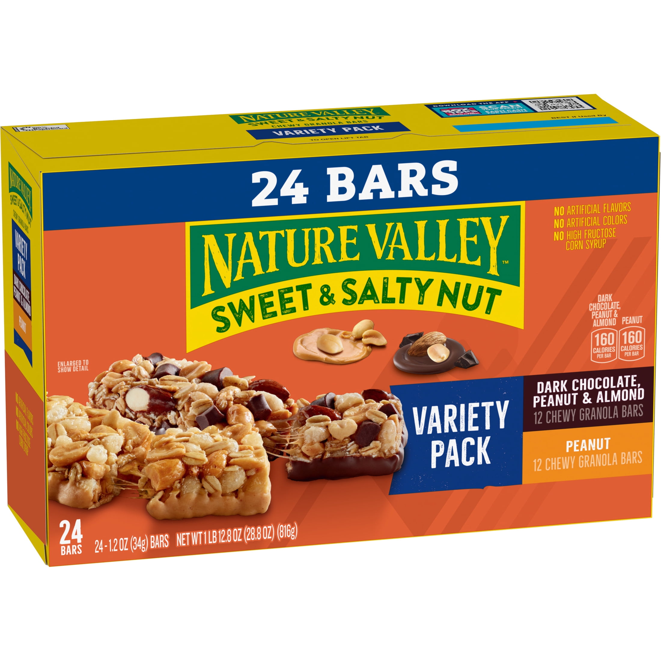 (4 pack) Nature Valley Sweet and Salty Nut Granola Bars, Variety Pack, 24 Bars, 28.8 oz