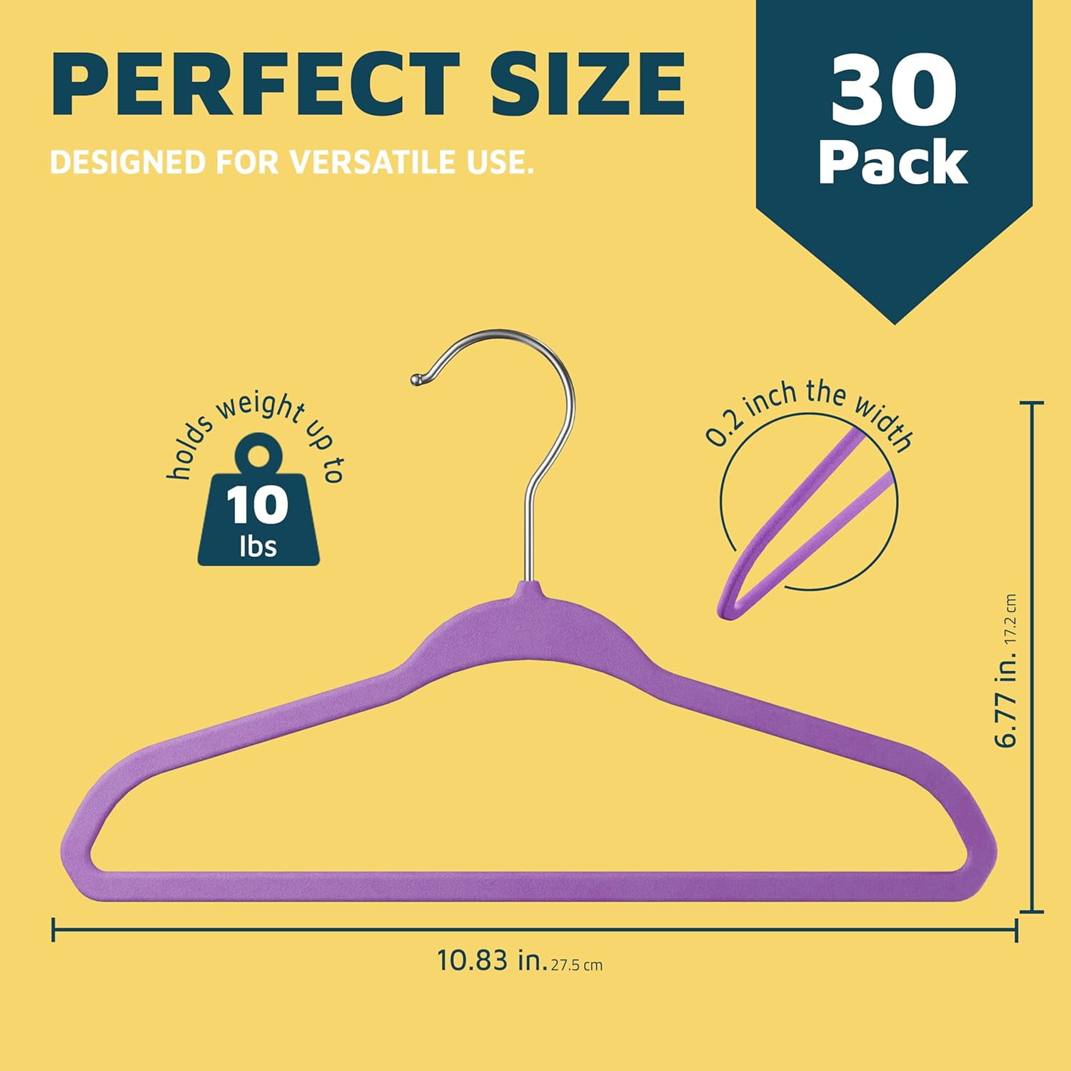 Lifemaster Kids 30-Pack Purple Velvet Hangers with Swivel Hook, Non-Slip Slim Design for Baby & Toddler Clothes