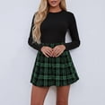 thumbnail image 3 of RUTAYY Women's Skirt Plaid Pleated Cinching Design Elastic Waist Comfortable Breathable Casual Daily Wear Chic Elegant Mini Skirt, 3 of 8
