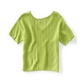 thumbnail image 2 of Aeropostale Womens Ss Cropped Eyelet Knit Sweater, Green, Juniors, Small, 2 of 2