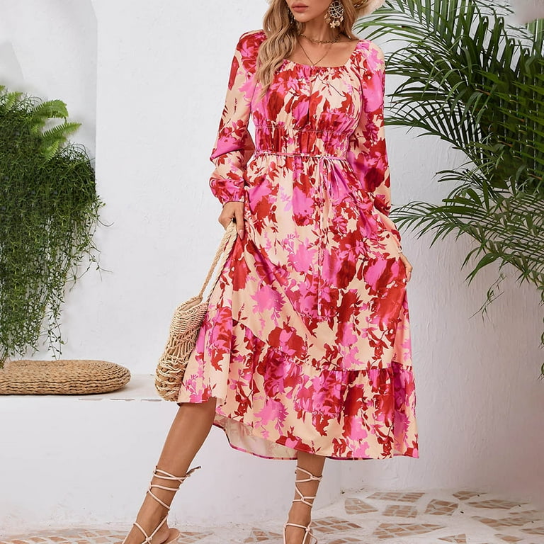Zshosam Casual Dresses for Women Semi Formal Fit and Flare Dresses A-line  Work Dresses(Hot Pink,XL) - Walmart.com