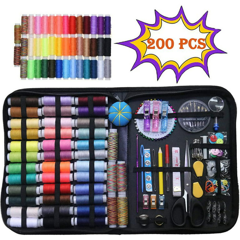 Poseca Sewing Kit for Adults 200pcs of High-Quality Sewing Supplies 41 XL Spools Portable for Beginners Travel Household DIY, Size: 26 * 19.5 * 4cm