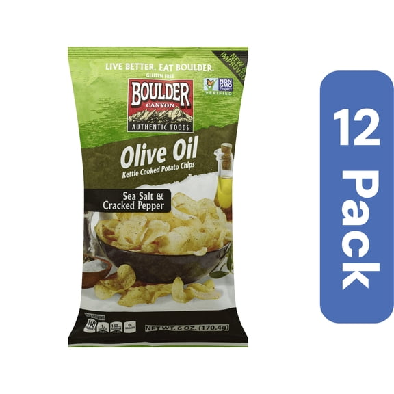 Boulder Canyon Kettle Cooked Canyon Sea Salt & Pepper Chips 6 oz (Pack Of 12)