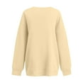 thumbnail image 5 of Women's Oversized V-Neck Fleece Pullover Sweatshirt, Long Sleeve Soft Comfortable No Hood Casual Top with Relaxed Fit for 2025 Fall Season, Daily Wear and Layering Outfits Beige L, 5 of 9
