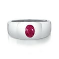 thumbnail image 2 of Gem Stone King Men's 925 Sterling Silver Red Ruby Ring | 1.60 Cttw | Oval 8X6MM | Gemstone July Birthstone | Size 13, 2 of 4