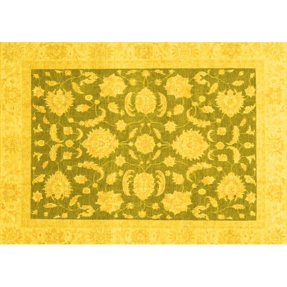 Ahgly Company Indoor Rectangle Oriental Yellow Traditional Area Rugs, 7' x 9'