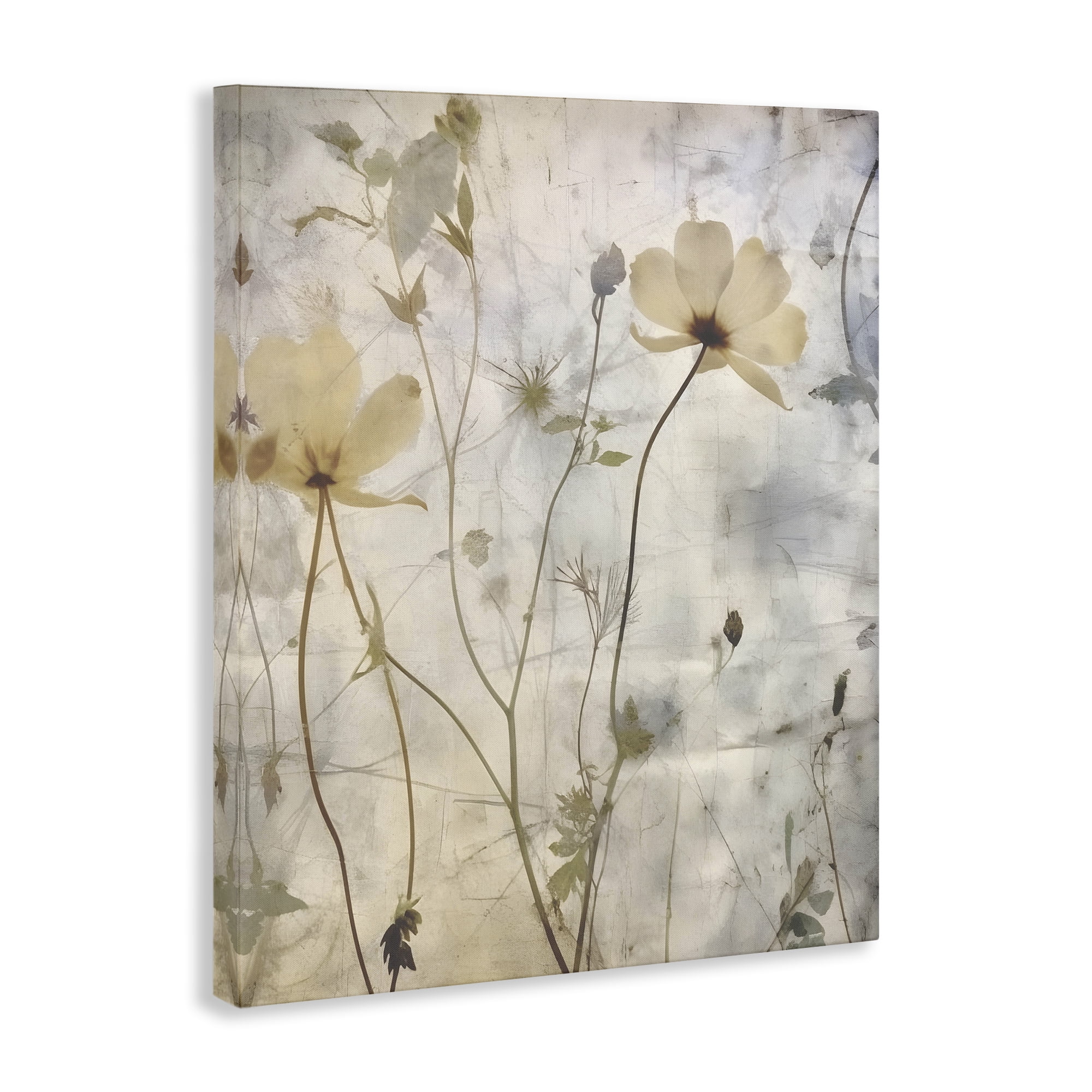 Stupell Industries Soft Neutral Botanicals Plants & Flowers Painting Wrapped Canvas Art Print Wall Art, 24 x 30