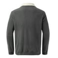 thumbnail image 3 of AWZXDE Men's Solid Color Half Zip Stand Collar Sweatshirt, Warm Casual Pullover No Hood Grey,L, 3 of 4