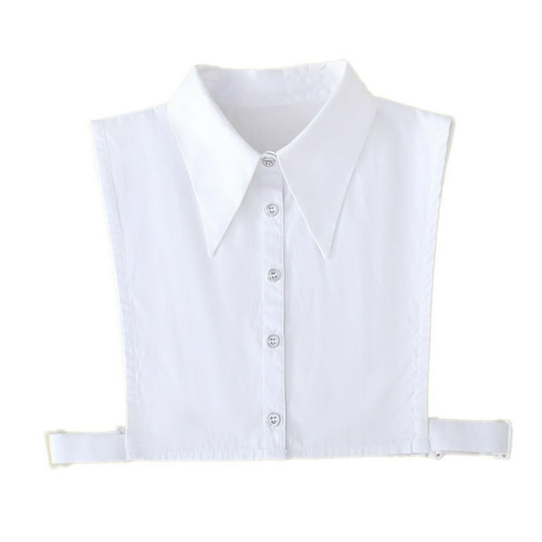 Camisa clásica con botones de cuello desmontable para mujer