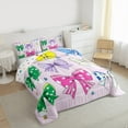 thumbnail image 2 of Manfei Cartoon Bow Ribbon Queen Comforter Set,Lovely Bow Tie Bedding Sets,Colorful Bowknot Bedding Comforter Set For Girl Teens,Breathable Home Decor Reversible,3-Piece, 2 of 7