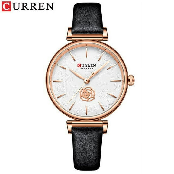 CURREN Ladies Watches Luxury Women's Clock Flower Dial Quartz Wristwatches Fashion Leather Female Branded Bracelet 9078