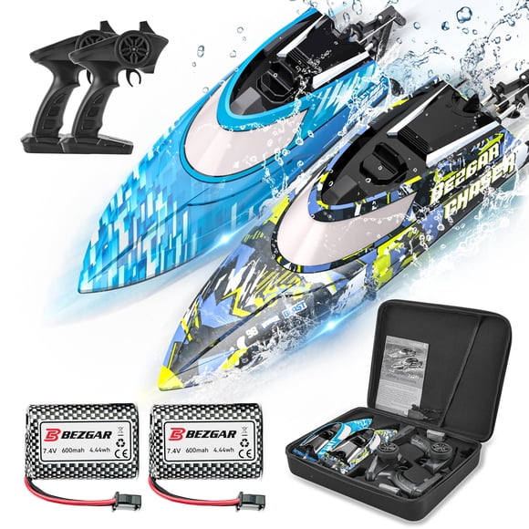 BEZGAR RC Boat, 2 Packs 12 inch Fast Speed RC Boat 30 KPH with A Portable Suitcase for Lakes & Pools & Salt Water, Summer Toys for Adults and Ideal G