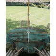 thumbnail image 3 of Outdoor Tablecloth with Umbrella Hole Zipper Teal Brown Wood Print Round Tablecloth 54" Waterproof Outside Table Cloth Farmhouse Vintage Plank Patio Table Cover Tablecloths for Picnic Party, 3 of 8