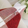 thumbnail image 3 of Lot de 2 Housses de Coussin Carrées Décoratives Rétro Classiques à Carreaux en Lin Doux Design Maison pour Automne Canapé Chambre Voiture 18 x 18 Pouces (Rouge-Blanc), 3 of 6