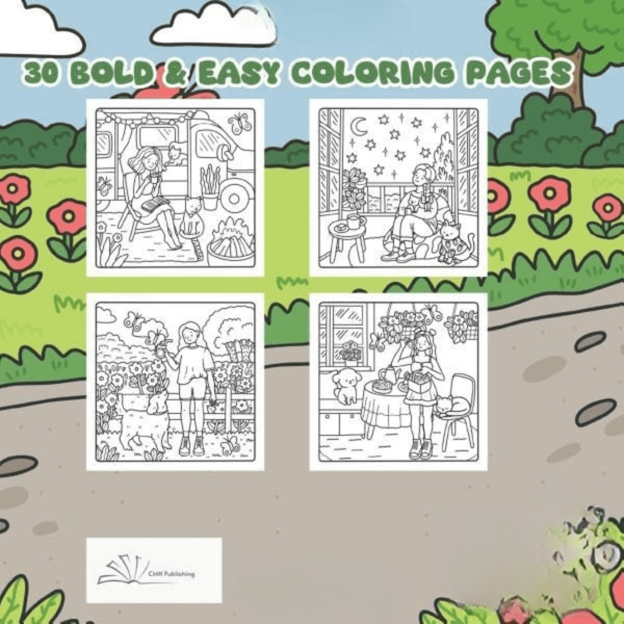 Relaxing Cozy Girl Summer Moments Coloring Book