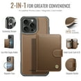 thumbnail image 4 of Dteck for iPhone 15 Pro Max Wallet Case Magnetic Card Holder, RFID Blocking 2 in 1 Detachable Kickstand Shockproof Cover for Women Men Compatible with Magsafe Accessory, Brown, 4 of 9