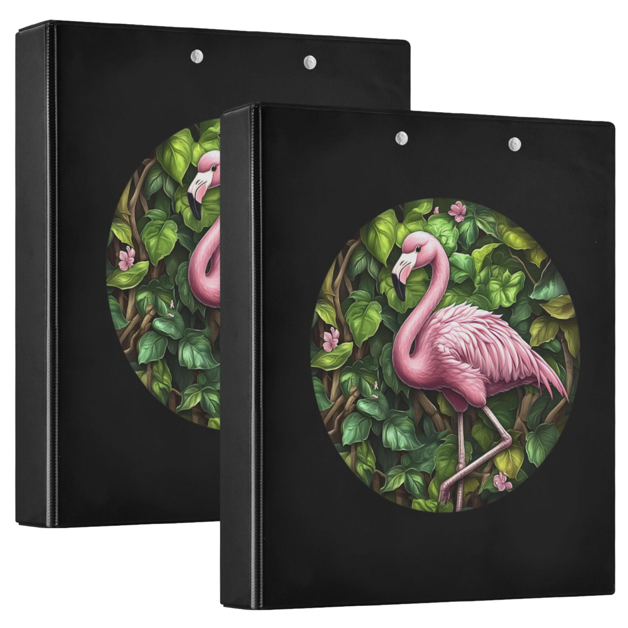 joogoo Flamingo Tropical Hardcover 3 Ring Binder 1.5" Round Rings Interior Pockets Binders Organizer 1 Pack