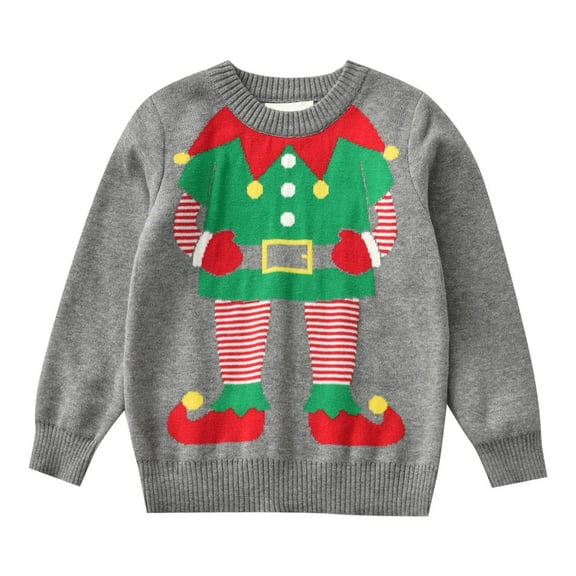 Otqutp Toddler Funny Christmas Sweater Long Sleeve Crewneck Boys Girls Knitted Sweaters Graphic Party Xmas Pullover for Kids