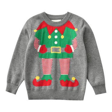 EnJoCho Chandail de Noël Laid pour Enfants Garçons Filles Drôle Chandail de Noël à Manches Longues Col Rond Décontracté chandail en Molleton d'Hiver 1-6 Ans