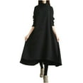 thumbnail image 3 of QATAINLAV Women's Turtleneck Casual Dress Corduroy Maxi Dresses Long Sleeve Asymmetric Hem Dress Loose Korean-Style Spring Midi Dress, 3 of 7