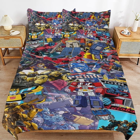 Duvet Cover Bedding Set Cartoon Print Soft Quilt Cover 3 Pieces, 1 Comforter Cover & 2 Pillowcases for Kids Teens Boys Girls Room Decor 86"x70"