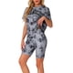 thumbnail image 4 of Conjunto de ropa de lounge para mujer INSPIRE CHIC, con tie dye, pantalones cortos de ciclista, loungewear, color negro, 4 of 6