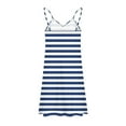thumbnail image 5 of LNWUY Women Casual Sleep Dress Summer Stripe Print Sleeveless V Neck Romper Shoulder Strap Loose Adjustable Stretchy Shorts Strap Dress Black M, 5 of 6