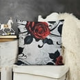 thumbnail image 2 of English Garden Throw Pillow Cushion Cover, an Abstract Backdrop with Floral Rose Swirls Ivy and Leaves Spring Season Artwork, Decorative Square Accent Pillow Case, , Vermilion Grey, 2 of 5
