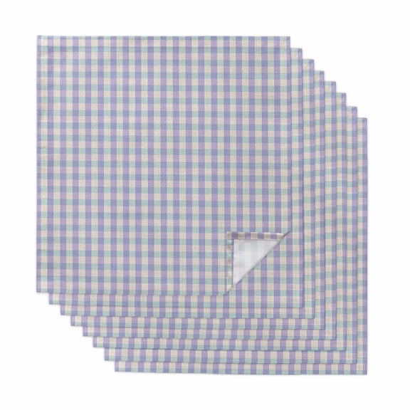 Purple Cloth Napkins, Grid Checkered Plaid Gingham Lattice Trellis Washable and Reusable Dinner Napkins Set of 8, Table Napkin for Kitchen Party Birthday Wedding Hotel Housewarming 20"x20"