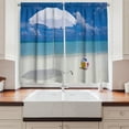thumbnail image 2 of Beach Kitchen Curtains, Summer Season Vibes Seashore Ocean View Sunny Ball Waves Sands Art, Two Panels Drapes with Rod Pocket Room Decor, 55" X 45", White Cream Blue, by Ambesonne, 2 of 3