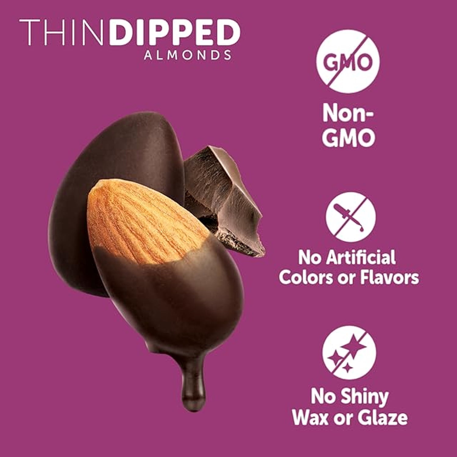 Blue Diamond Almonds, Thin Dipped Double Dark Chocolate Almonds for Guilt Free Snacking, 8 oz.