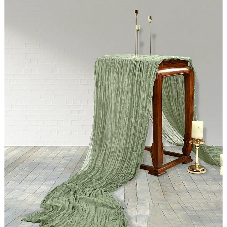 Cheesecloth Table Runner Sage Green Gauze Tablecloth Boho - Temu