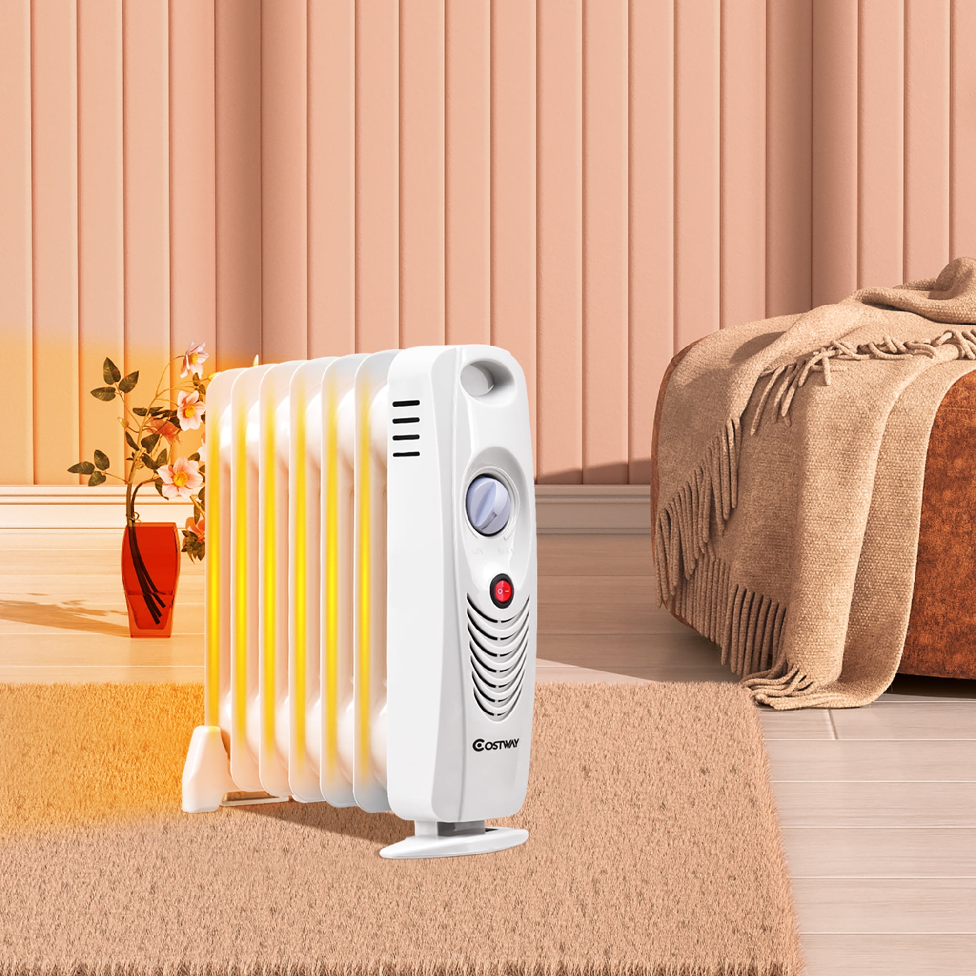 Costway 700 W Portable Mini Electric Oil Filled Radiator Heater 7-Fin Thermostat Home - Walmart.ca