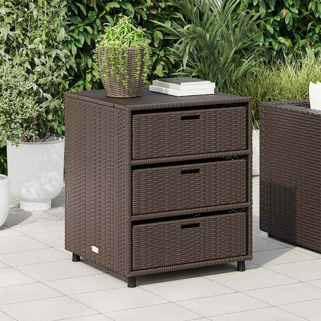 vidaXL Armoire de Rangement de Jardin Marron 55x59x69 cm Rotin Poly