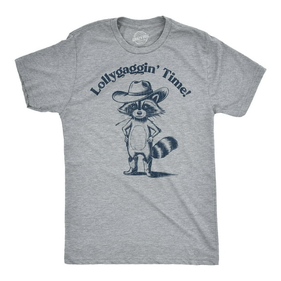 Mens Funny T Shirts Lollygaggin Time Sarcastic Raccoon Graphic Novelty Tee for Men Graphic Tees