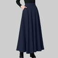 thumbnail image 2 of Jkety Skirts for Women's High Elastic Waist Midi Skirt Casual Summer Trendy Tie Front Flowy Ruffle A line Skirts Navy,L, 2 of 5