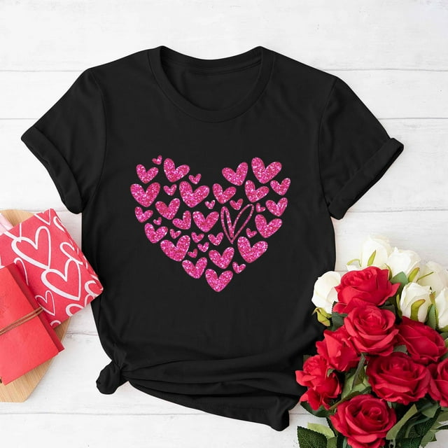 T-shirts d'Été jovatis Tendance pour Femmes, Col Rond, Imprimé, Manches Courtes, T-Shirt Décontracté Ample, Hauts