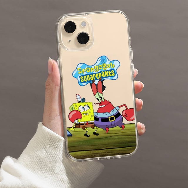 Funda de teléfono de dibujos animados Bob Esponja para iPhone 11 12 Mini 13 14 Pro XS Max X 8 7 6s Plus 5 SE XR carcasa transparente Fivean unisex