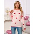 thumbnail image 2 of Cogild Sweaters for Women Heart Pattern Knit Crew Neck Long Sleeve Pullover Sweater, 2 of 10