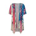 thumbnail image 3 of Lenago Summer Plus Size Tank Tops Women Casual Printed Short Sleeve Cardigans Drape Open Front Lightweight Summer High Low Hem Tops 4th of July Outfits for Women, 3 of 4