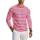 thumbnail image 3 of Ceisia Men's Spring Fall Casual Regular Fit Crew Neck Long Sleeve T-Shirt Multi-Color Striped Cotton-Like Jersey Stretch Fabric Red M Gifts, 3 of 6