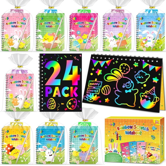 Cuaderno Party Favors Scratch Rainbow Art Crafts, paquete de 24