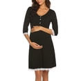 thumbnail image 5 of WISEFIN Women's Nursing Half Sleeve Crew Neck Solid Color Pregnant Maternity Dresses, 5 of 5