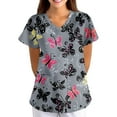 thumbnail image 4 of BDPORKAS Butterfly Scrubs for Women Stretchy Nurse Scrub Top V-Neck Casual Nursing Tops, 4 of 6
