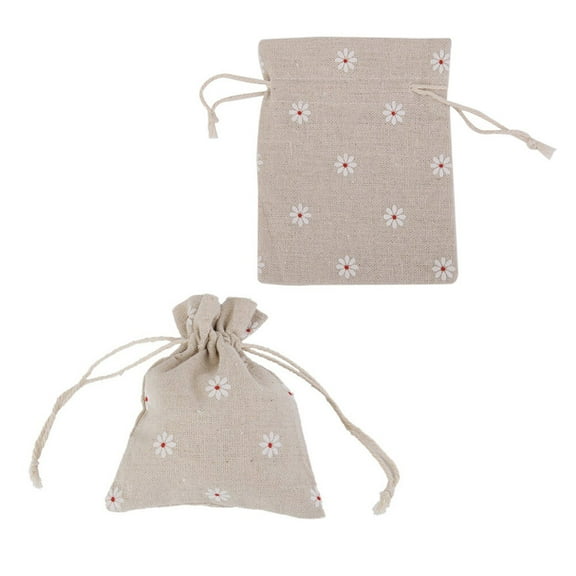 FOMIYES 24Pcs Small Cotton Drawstring Bags Linen Material for Toys Toiletries General Users 10x5.5in