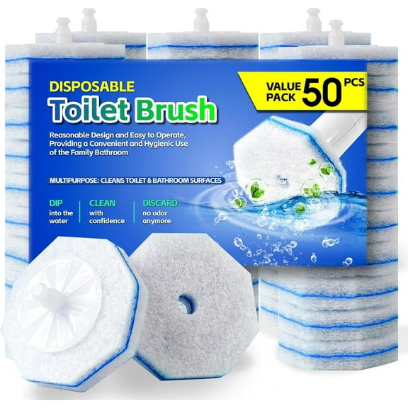50Pcs Toilet Bowl Wand Refills Compatible Clorox, Disposable Toilet Brush Refills, Toilet Cleaner Refill Pads, Toilet Brush Replacement Head