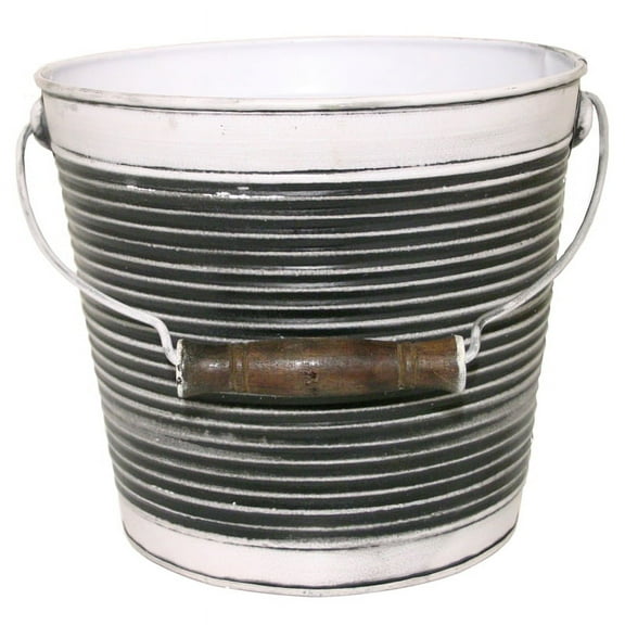 Robert Allen 10" Charcoal Vintage Metal Ribbed Planter