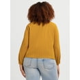 thumbnail image 4 of Jessica Simpson Women's Plus Hilaria Cotton Ruffle Top with Long Sleeves, Sizes 0X-4X, 4 of 6